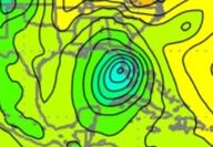 Model animation depicts storm passing over Florida later this week